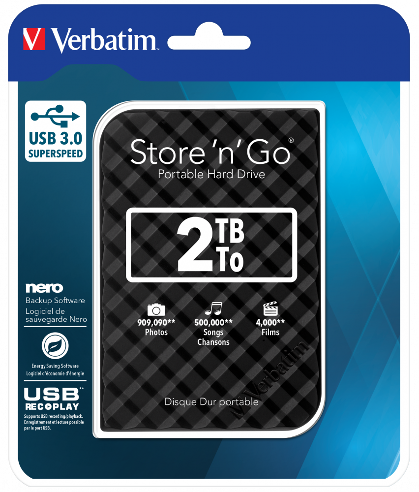 Store 'n' Go USB 3.0 Disco rigido portatile da 2 TB Nero