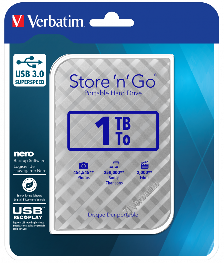 Store 'n' Go USB 3.0 Disco rigido portatile da 1 TB Argento
