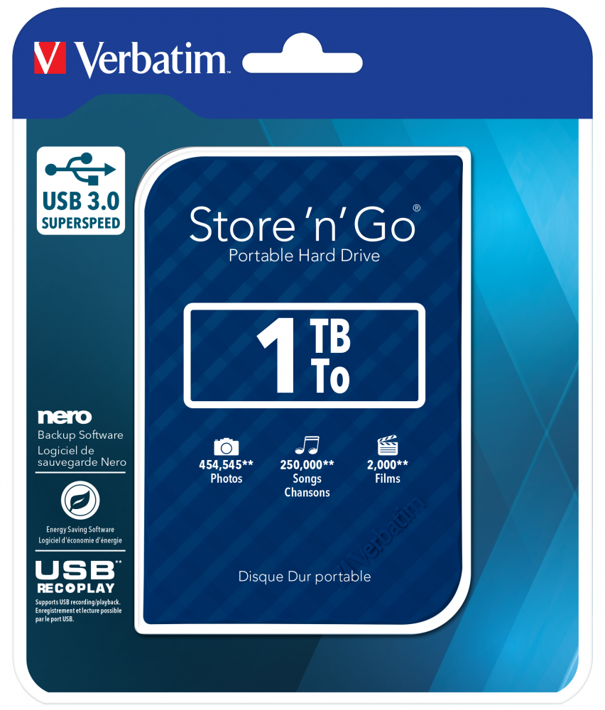 Store 'n' Go USB 3.0 Disco rigido portatile da 1 TB - Blu