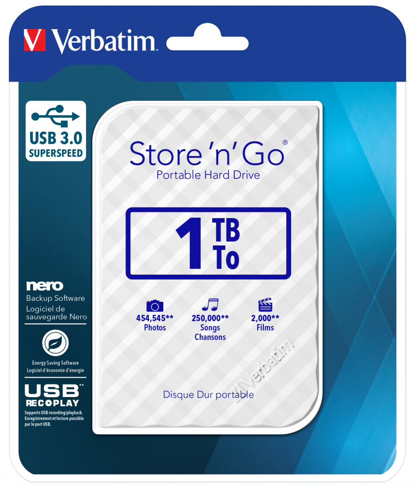 Store 'n' Go USB 3.0 Disco rigido portatile da 1 TB - Bianco