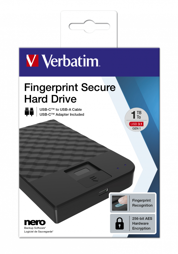 FingerPrint Secure 1 TB HDD crittografato con lettore delle impronte digitali