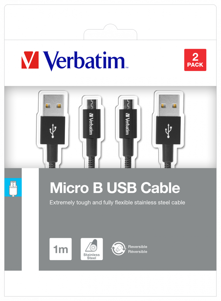 Cavo Sync 'n' Charge Micro USB 2x Acciaio inossidabile color NERO