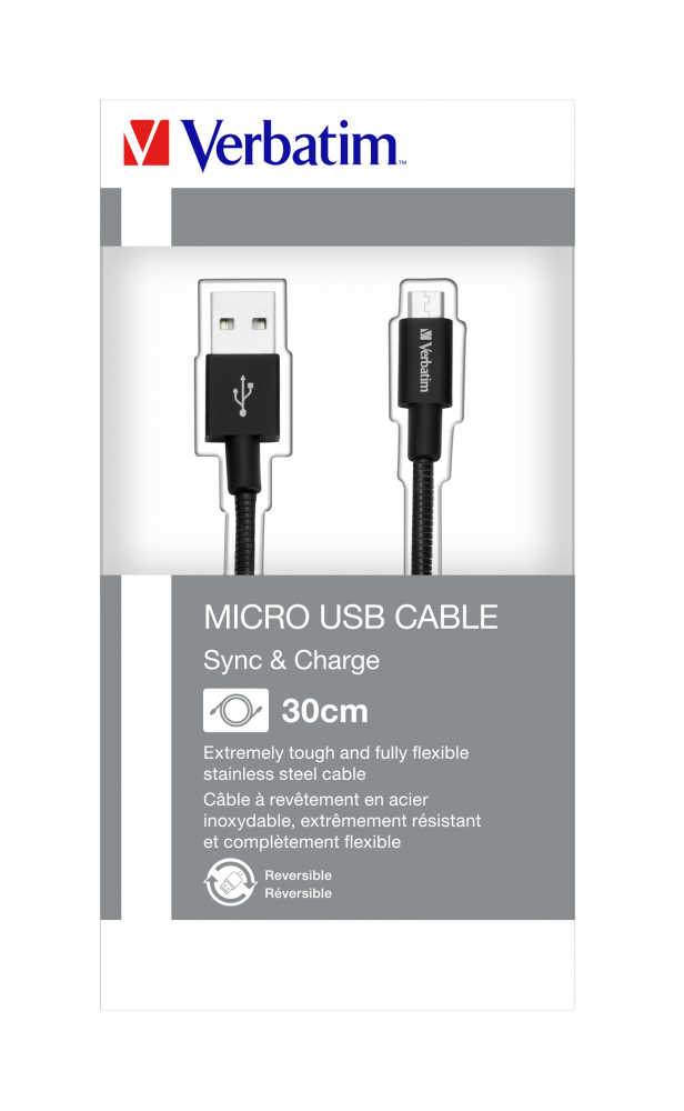Cavo Sync 'n' Charge Micro USB Acciaio inossidabile color NERO