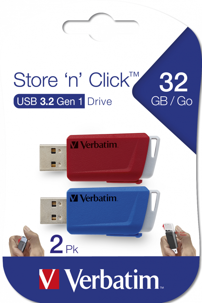 2 x Chiavette Store 'n' Click 32 GB; Rossa/Blu