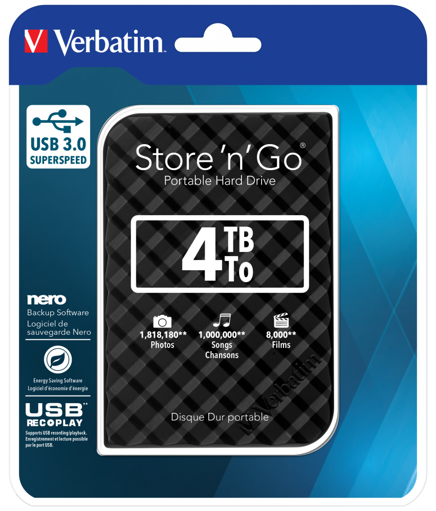 Store 'n' Go USB 3.0 Disco rigido portatile da 4 TB Nero