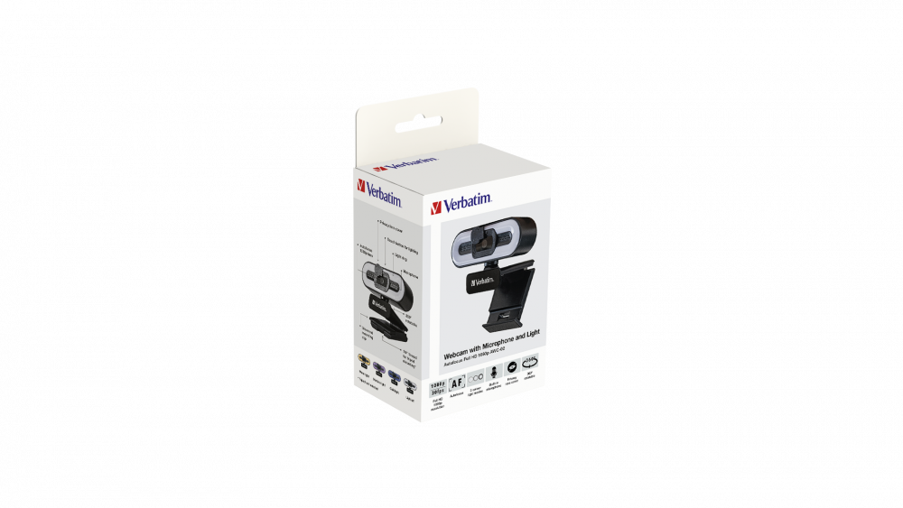 Webcam con microfono e luce integrati Autofocus AWC-02 Full HD 1080 p
